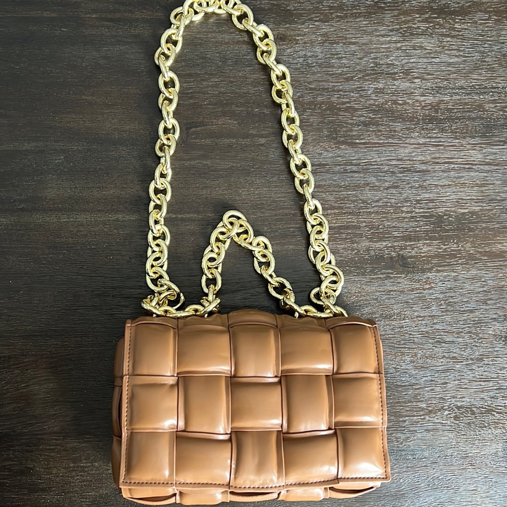 Carmel Brown Woven Handbag
